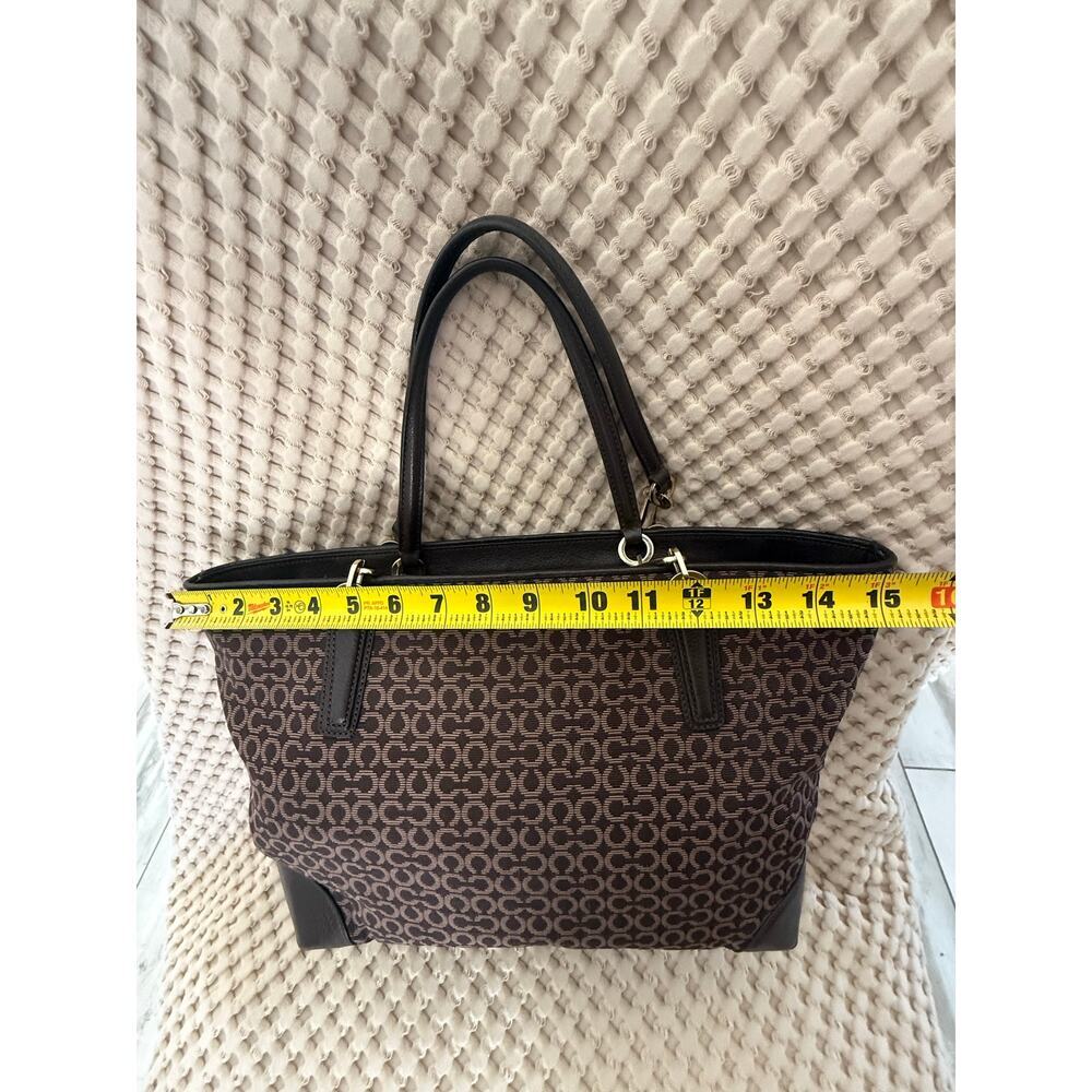 Coach Signature C Women’s Madison Canvas Tote Brown Leather Trim Gold Hardware - Picture 7 of 12